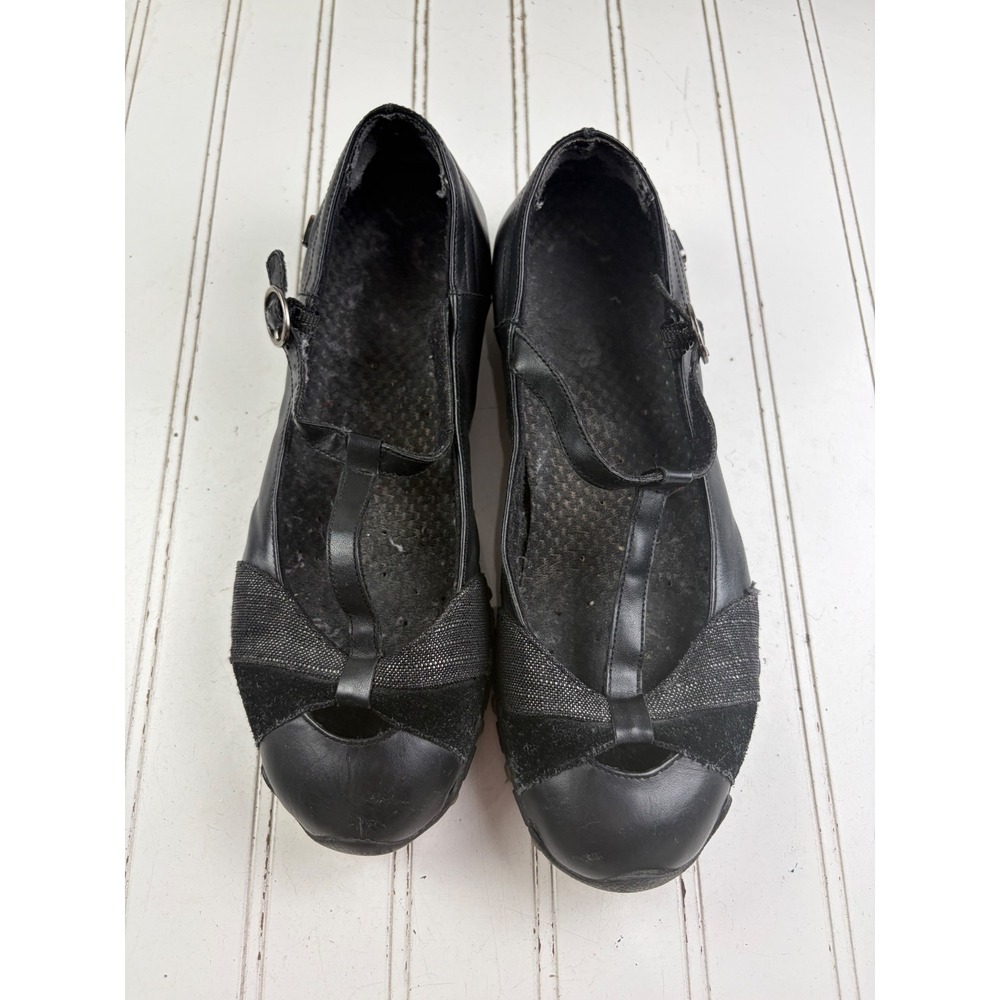 Skechers Bikers Black Leather T-Strap Mary Jane Flats Women's Size 9-9.5 - Picture 3 of 9